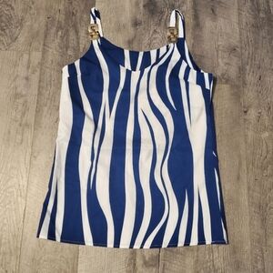 Bluw And White Wave Blouse Tank